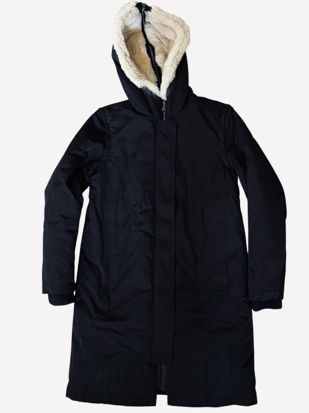 Theory Black Down Parka (converts to vest) & Rex Rabbit Fur Trim XS